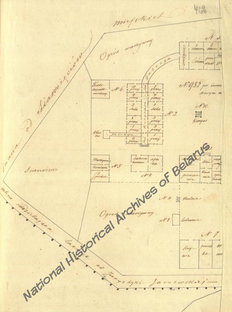 Фрагмент плана лазарэта на тэрыторыі цытадэлі ў Слуцку.