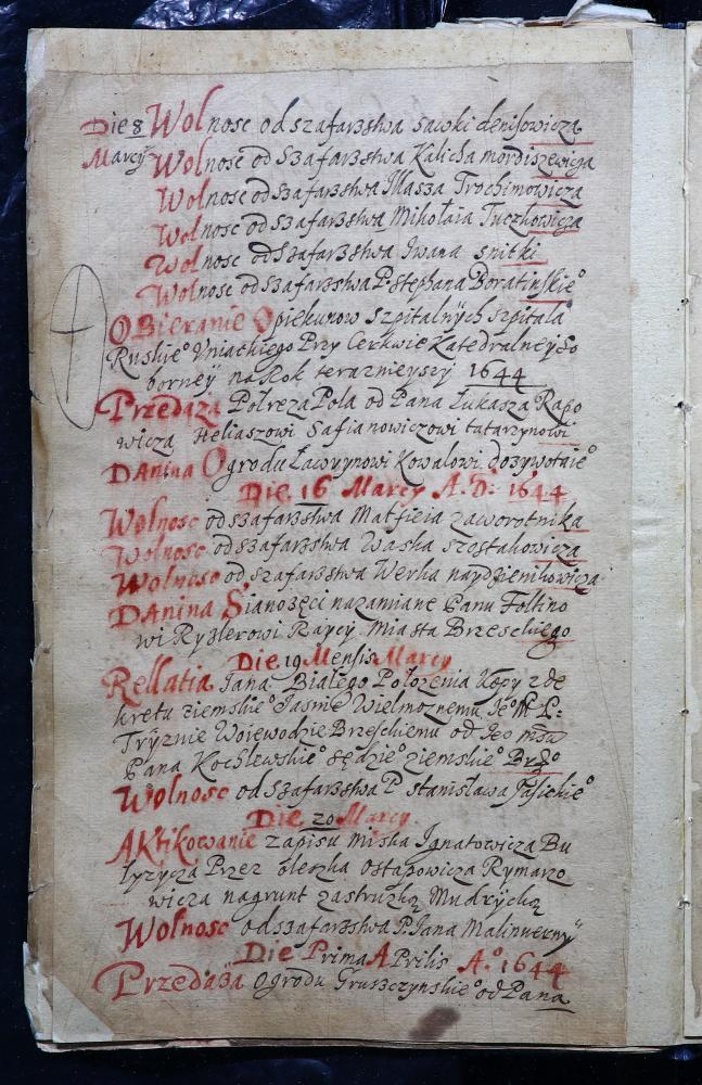 Рэестр спраў актавай кнігі Берасцейскага магістрата за 1642–1644 гады (польская мова)