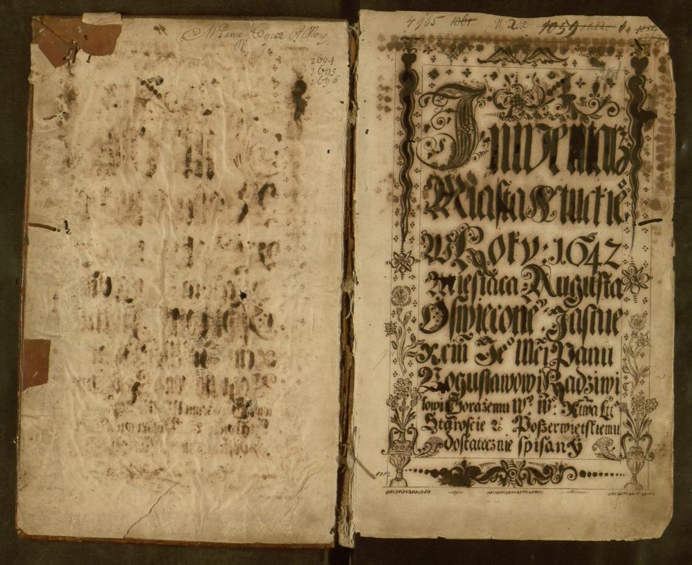 Тытульны аркуш інвентара г. Слуцка. 1642 г.